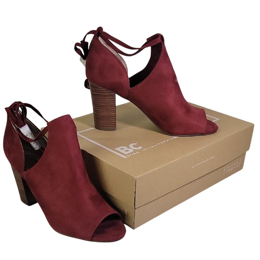BC Footwear Set Me Free Vegan Sude Brick Red Ankle Booties Womens Size 10 NEW